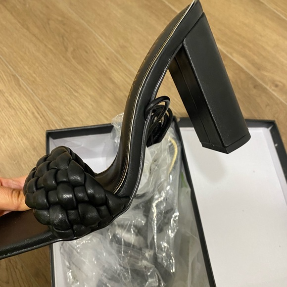 NWT black braided lace up heel sandals - Picture 4 of 7